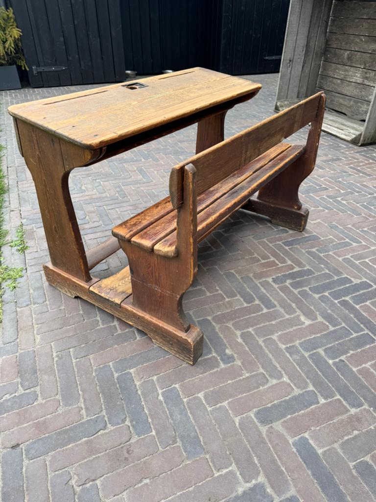 Schoolbankje, Ophalen, Gebruikt, Hout, Kinderbureau