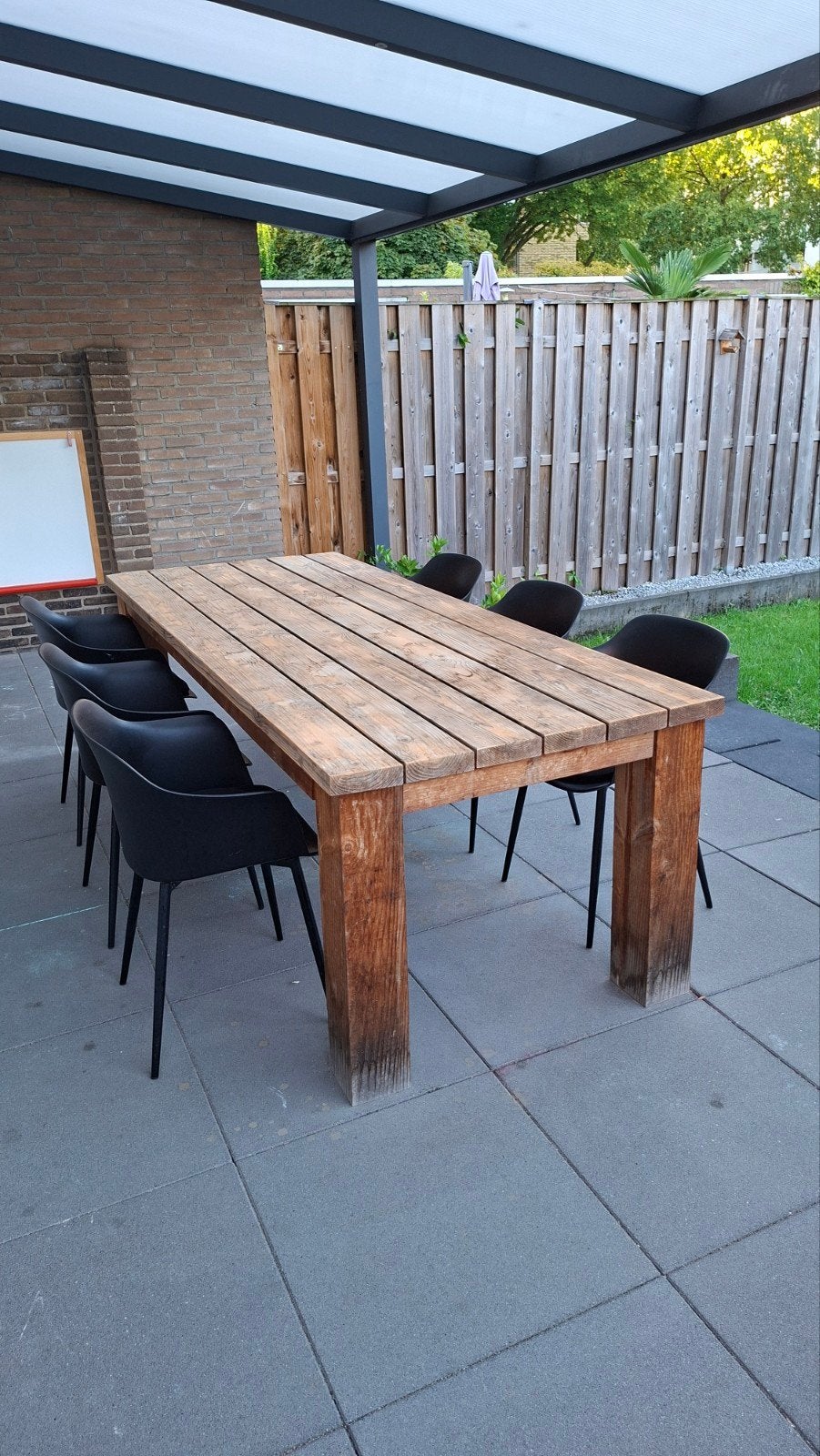 Douglas Houten Tuintafel 240x96 cm (incl. stoelen), Tuin en Terras, Ophalen, Gebruikt, Rechthoekig, Hout