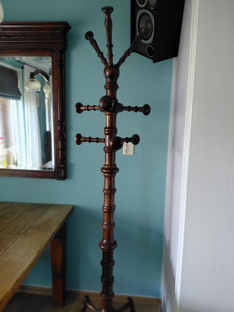 Klassieke houten bamboe kapstok, Gebruikt, Ophalen of Verzenden, Staande kapstok, 150 tot 200 cm