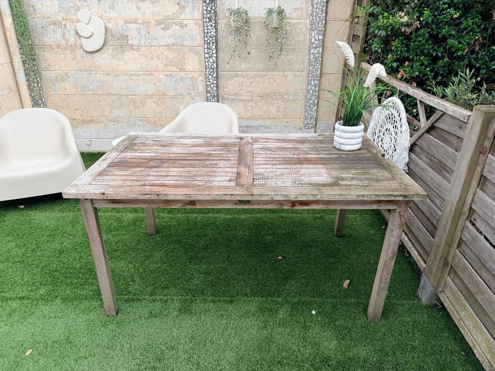 Opknapper - Robuuste Teakhouten Tuintafel - Gebruikt, Ophalen of Verzenden, Gebruikt, Rechthoekig, Teakhout