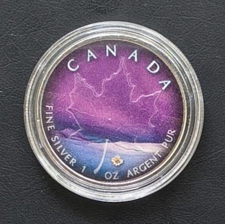 Maple leaf Northern lights Yukon 1 ounce zilver (2018), Verzenden, Zilver