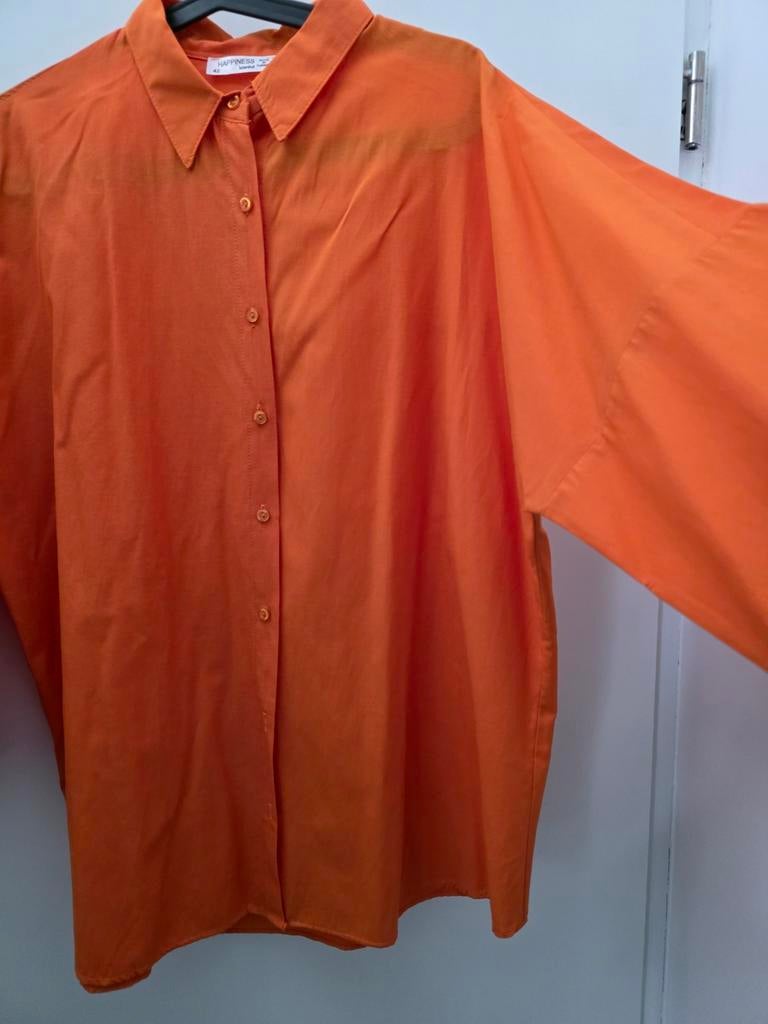 Nieuwe oranje bloes 42 44 oversized Happiness, Ophalen of Verzenden, Nieuw, Maat 42/44 (L), Oranje