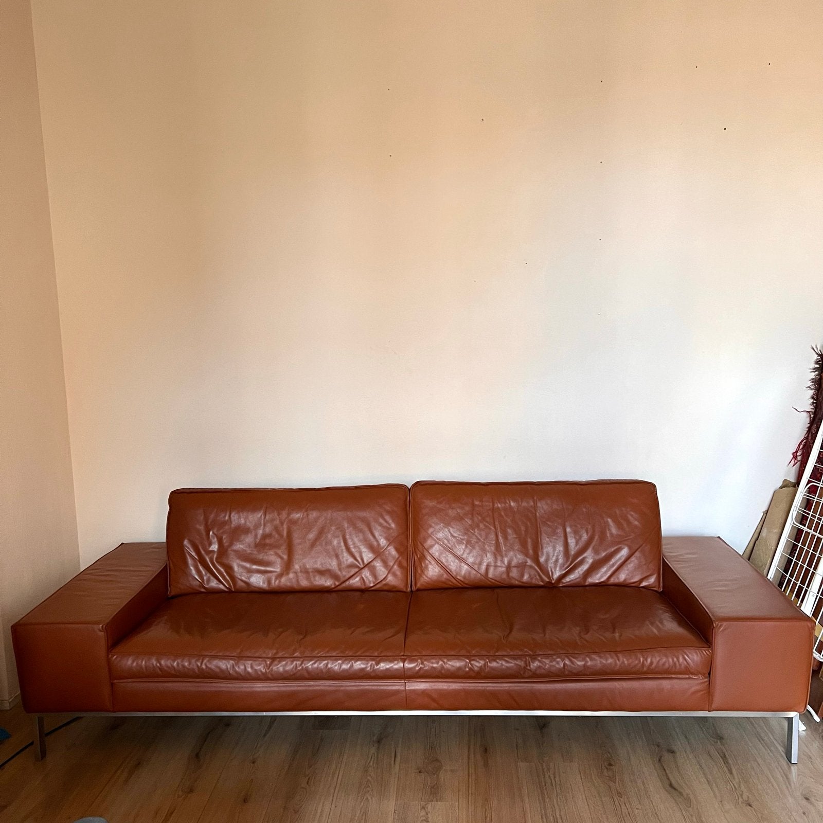 Lederland Leren Bank - 3-zits, Cognacbruin, Huis en Inrichting, Banken | Bankstellen, Ophalen, 250 tot 300 cm, Gebruikt, Driepersoons