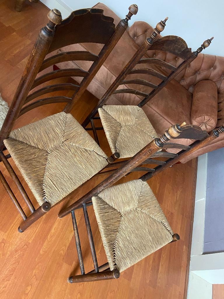 setje oude kerkstoelen 3 stuks, Antiek en Kunst, Ophalen