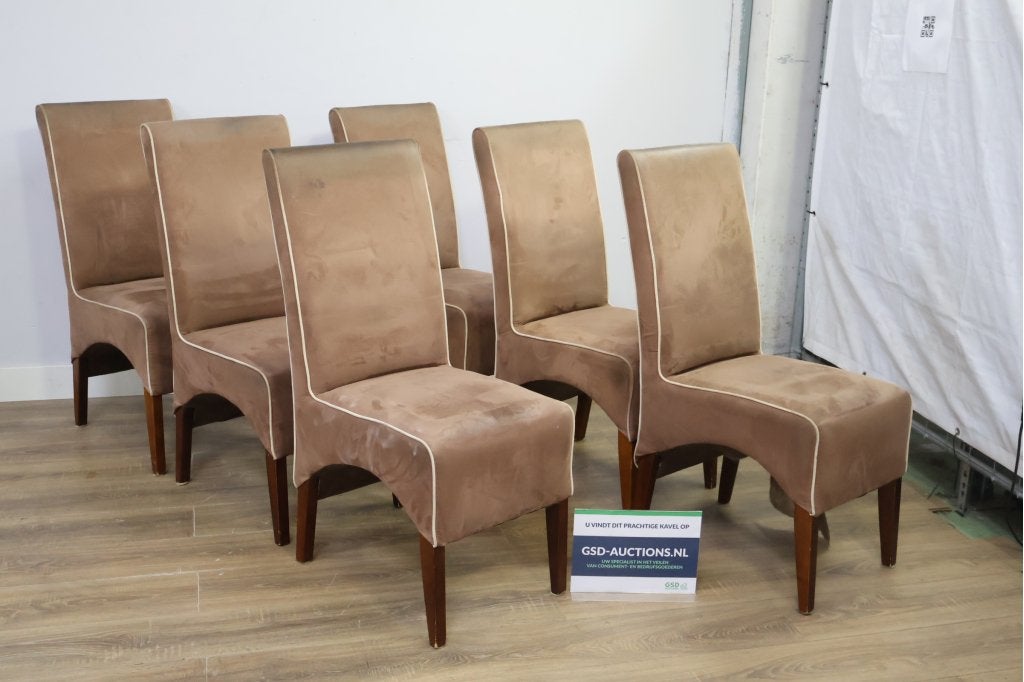 Set van 6 eetkamerstoelen met beige bekleding, Ophalen of Verzenden, Niet ingevuld, Niet ingevuld, Niet ingevuld