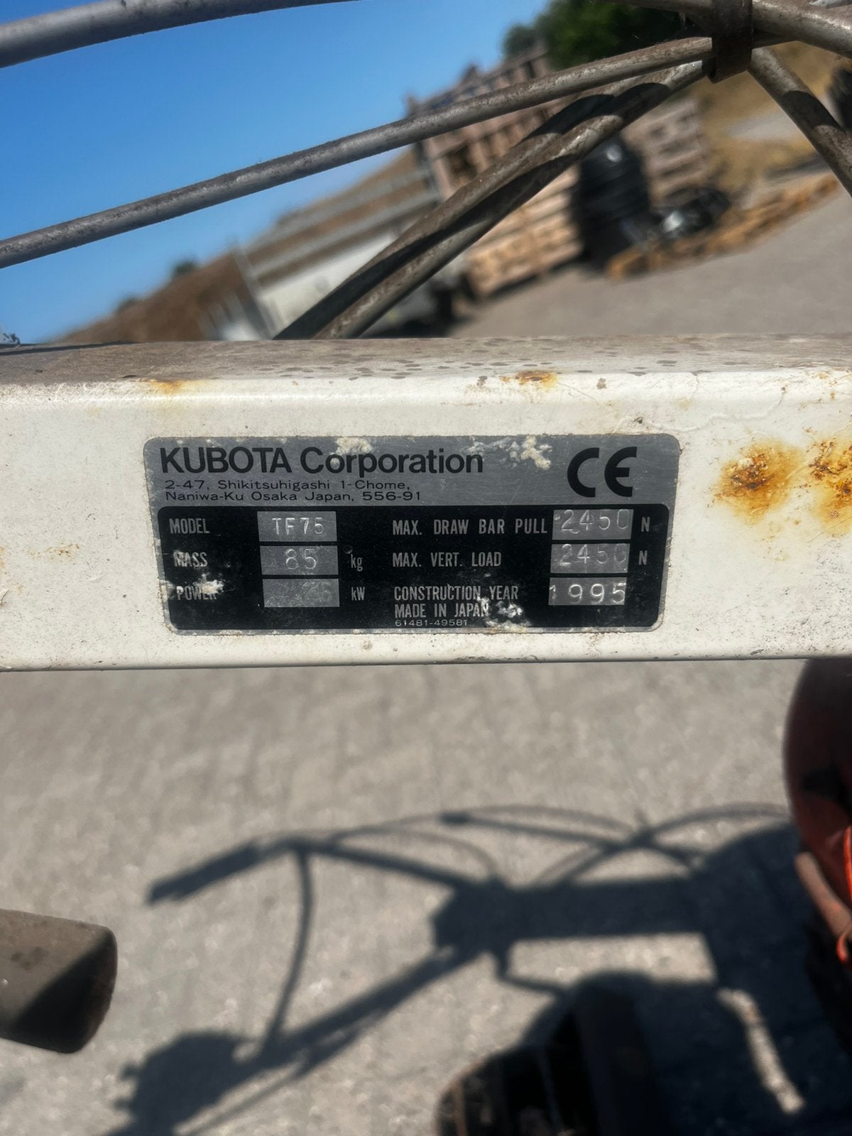 Kubota 2 wielige trekker, Ophalen, Gebruikt