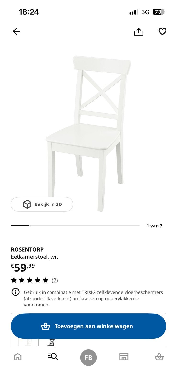 3 Ikea rosentorp stoelen wit, Ophalen, Zo goed als nieuw, Wit, Twee