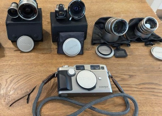 Contax G2 met 4 lenzen en accessoires, Camera, Ophalen of Verzenden, Gebruikt