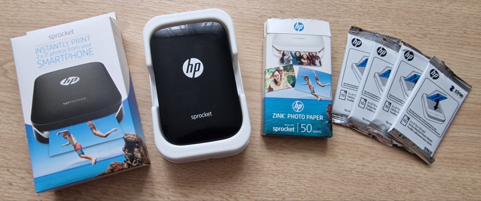 HP Sprocket fotoprinter + 40 vellen fotopapier, HP Hewlett Packard, Fotoprinter, Kleur printen, Ophalen of Verzenden
