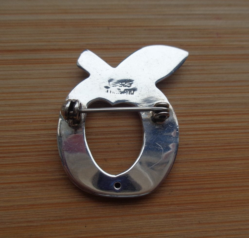 zilveren broche modernist appel [155], Verzenden, Minder dan 4 cm, Zo goed als nieuw, Zilver