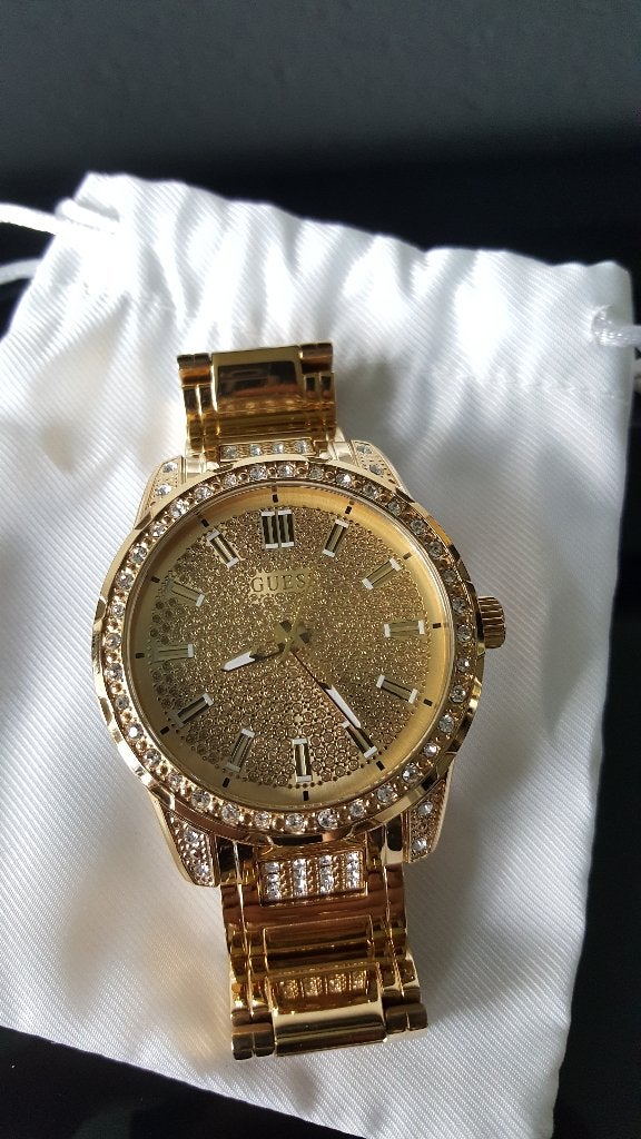 Nieuwe horloge - Guess - Goudkleur - Steentjes - Schakel, Overige merken, Overige materialen, Polshorloge, Overige materialen
