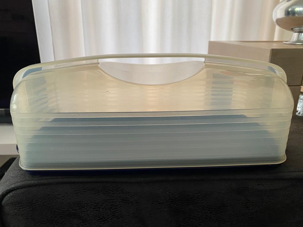 GROTE TUPPERWARE CAKE SCHAAL+ PLATEAU, Ophalen of Verzenden, Gebruikt, Blauw, Overige typen