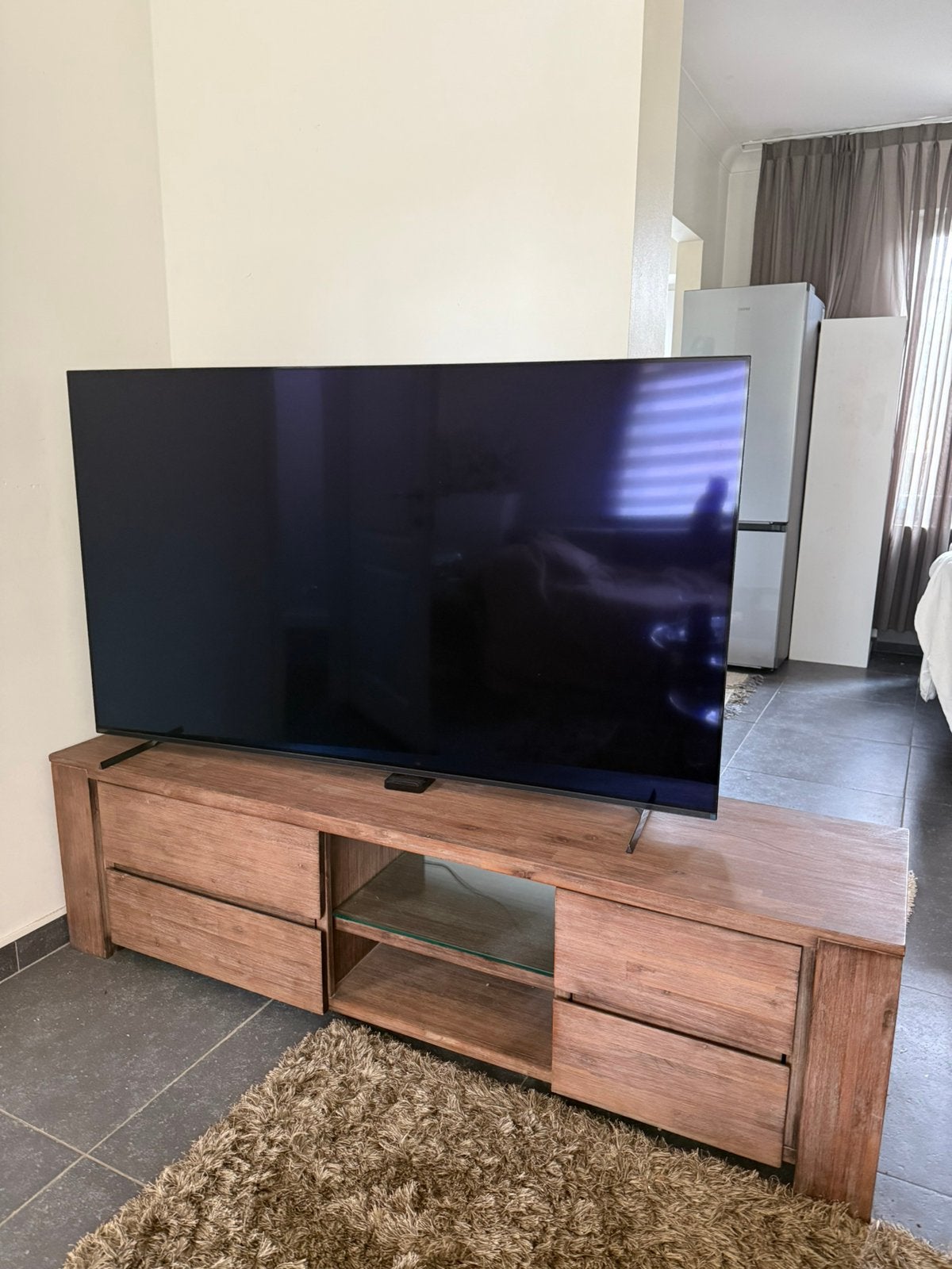 Te koop tvmeubel  acciahout, Ophalen, Overige materialen, Gebruikt, 150 tot 200 cm