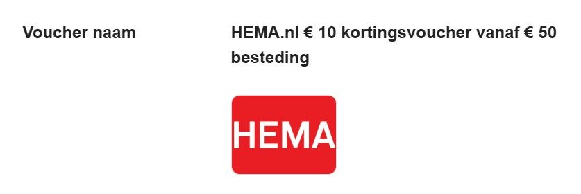 HEMA €10 Kortingsvoucher – €10 korting vanaf €50, Eén persoon, Kortingsbon