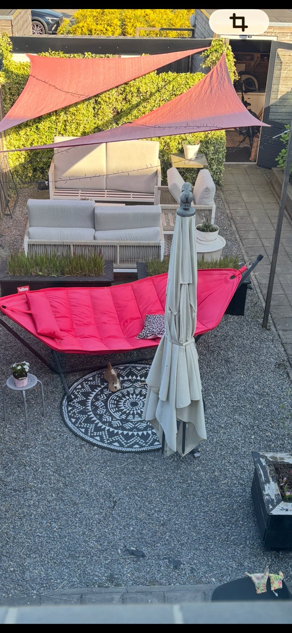 Fatboy hangmat met kussentje, Tuin en Terras, Ophalen, Gebruikt, Met standaard, Eenpersoons