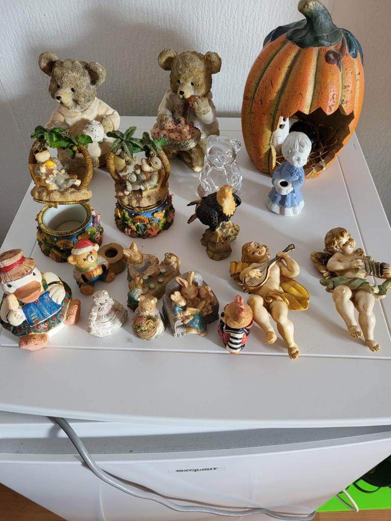 Diverse decoratieve beeldjes: beren, engelen, pompoen, Verzamelen, Beelden en Beeldjes, Gebruikt, Overige typen, Ophalen of Verzenden