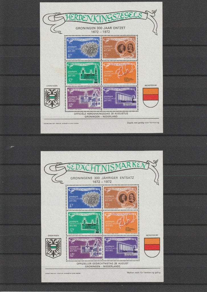Herdenkingsvelletjes "Groningen 300 jaar ontzet"., Ophalen of Verzenden, Na 1940, Postfris