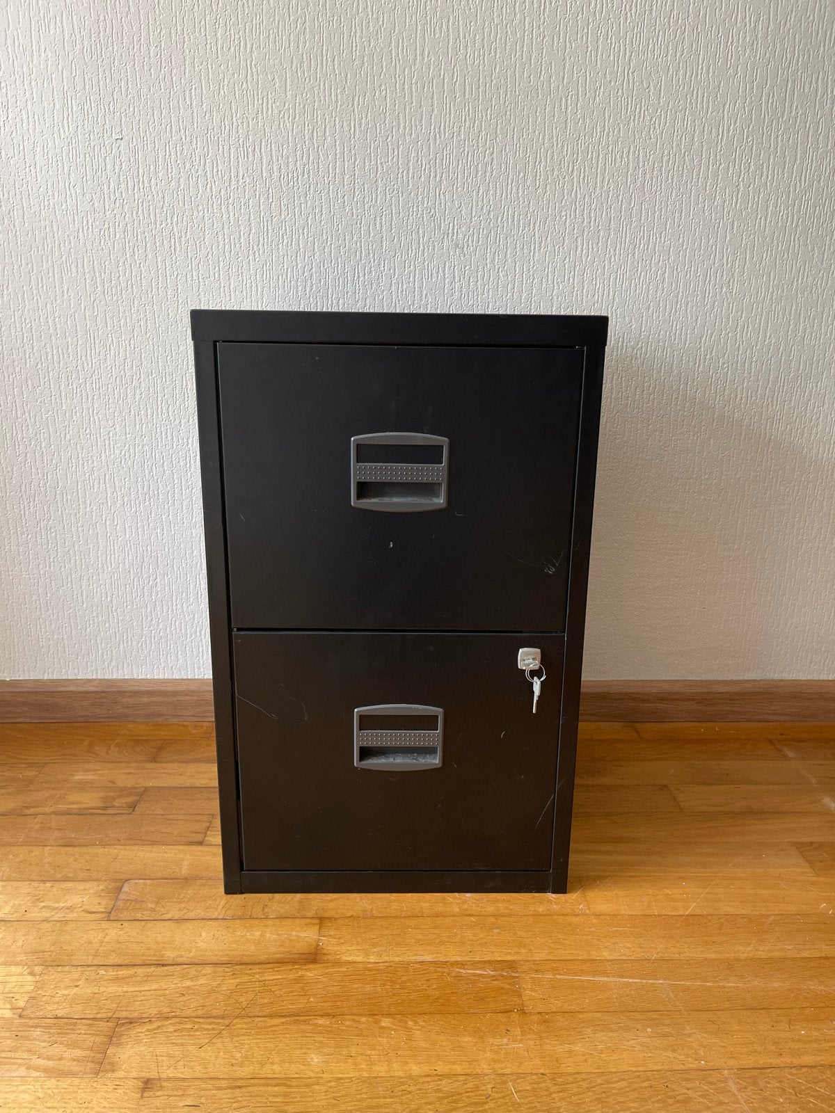 Zwart metalen archiefkast met 2 laden en sleutel, Ophalen, Gebruikt