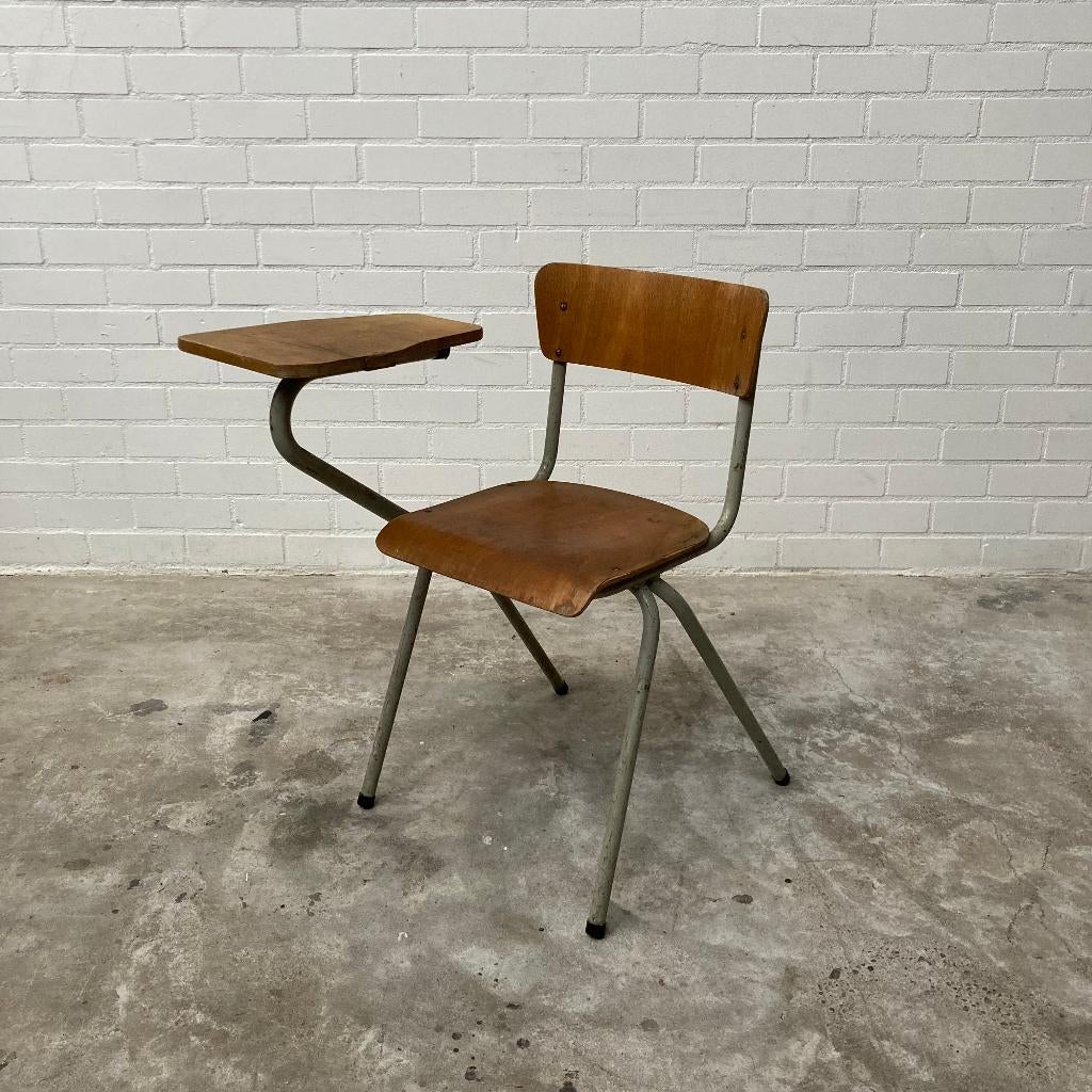Vintage schoolbank oude schoolstoel buro examen stoel tafel, Ophalen, Gebruikt, Bruin, Vijf, Zes of meer stoelen