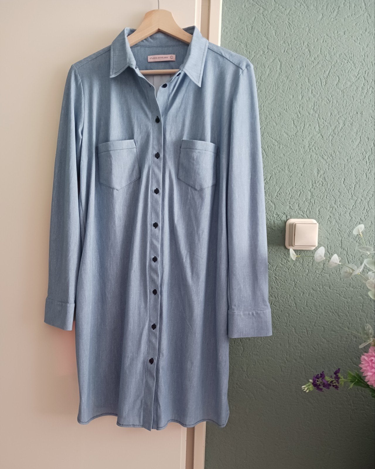 Denim travelstof blouse Studio Anneloes, L, Studio Anneloes, Blauw, Maat 42/44 (L), Ophalen of Verzenden