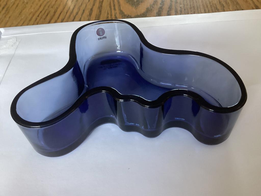 Littala Fins Aalto design Blueberry schaal,Alvar Aalto glas., Ophalen of Verzenden