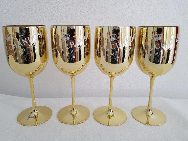 Moet&Chandon 4 Gouden Champagne Glazen., Verzamelen, Glas en Borrelglaasjes, Nieuw, Overige typen, Ophalen of Verzenden