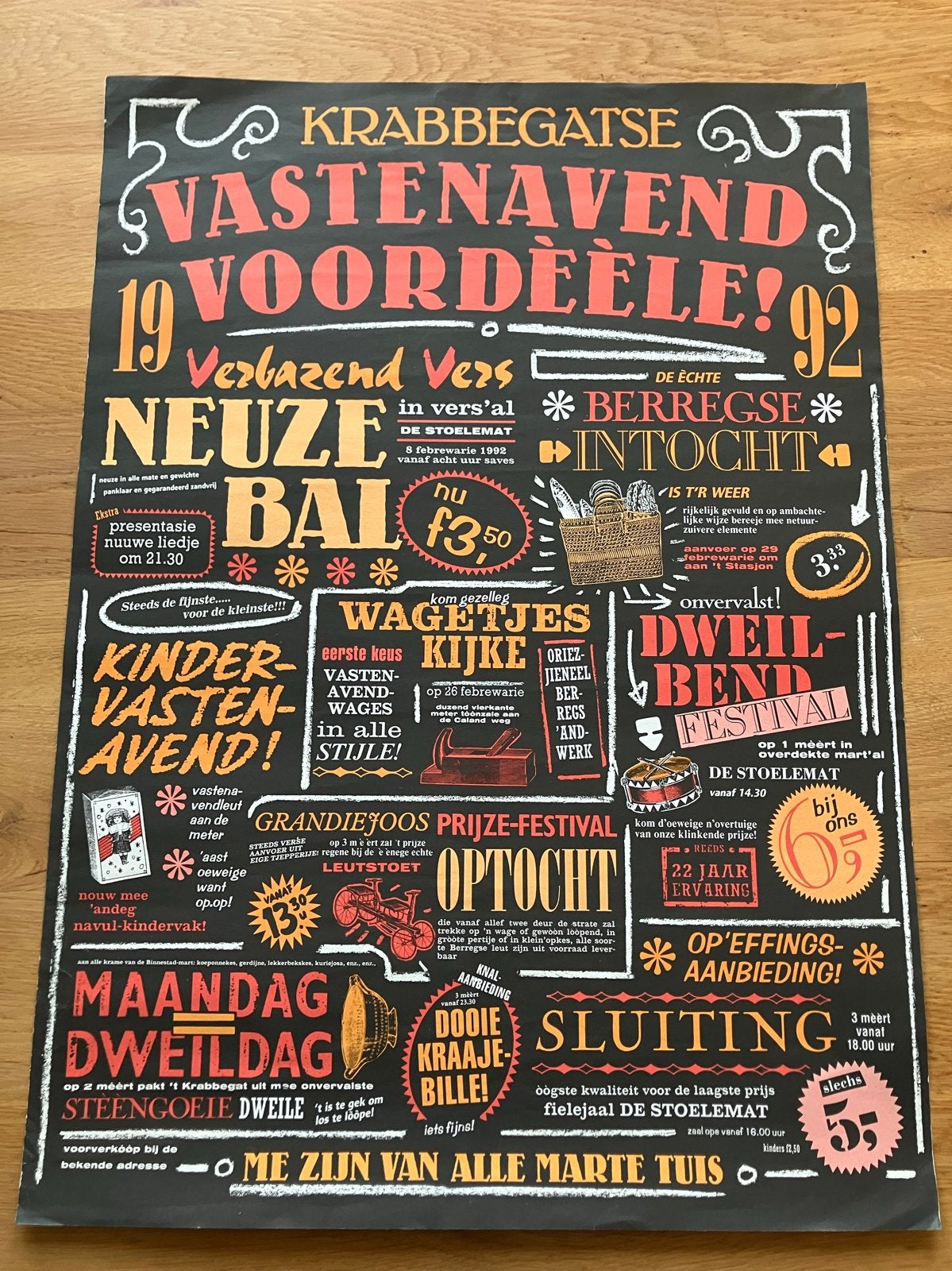 Vastenavend Poster 1992, Ophalen, Gebruikt, A1 t/m A3, Muziek