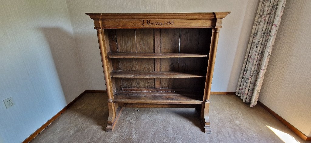 Antieke eikenhouten opzetkast uit 1869 - Malden, Antiek en Kunst, Ophalen