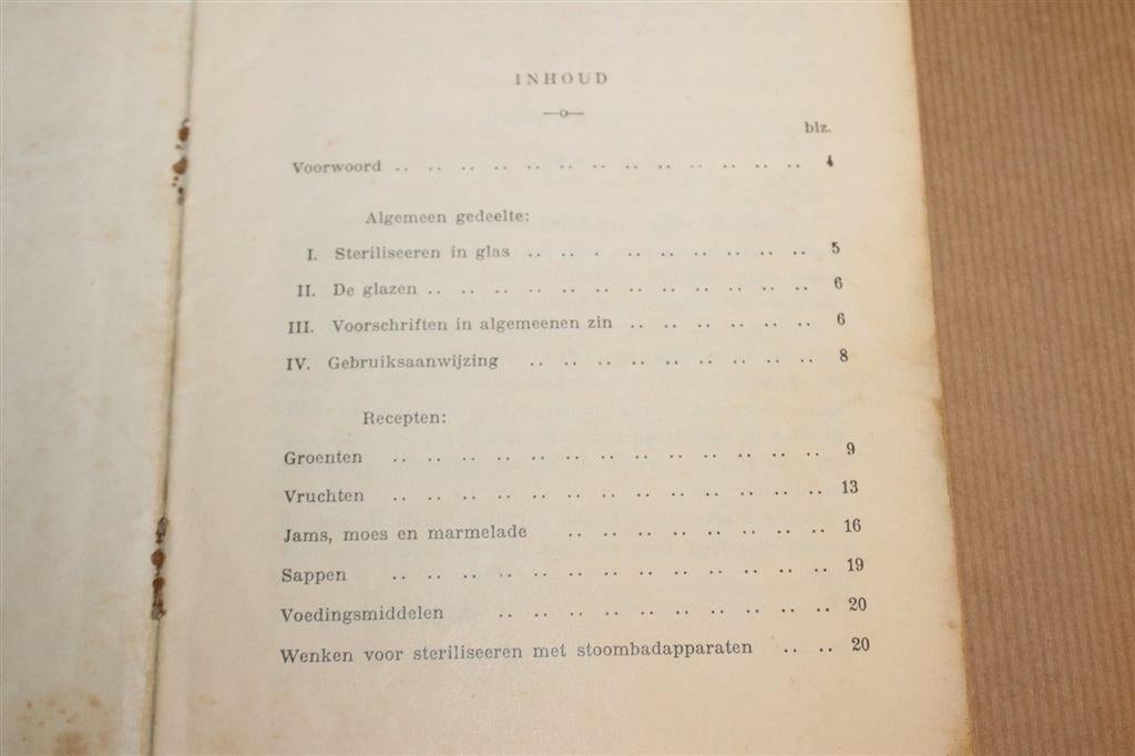 Receptenboekje Steriliseeren in Glas — Vintage ca. 1935, Ophalen of Verzenden, Gelezen, Nederland en België