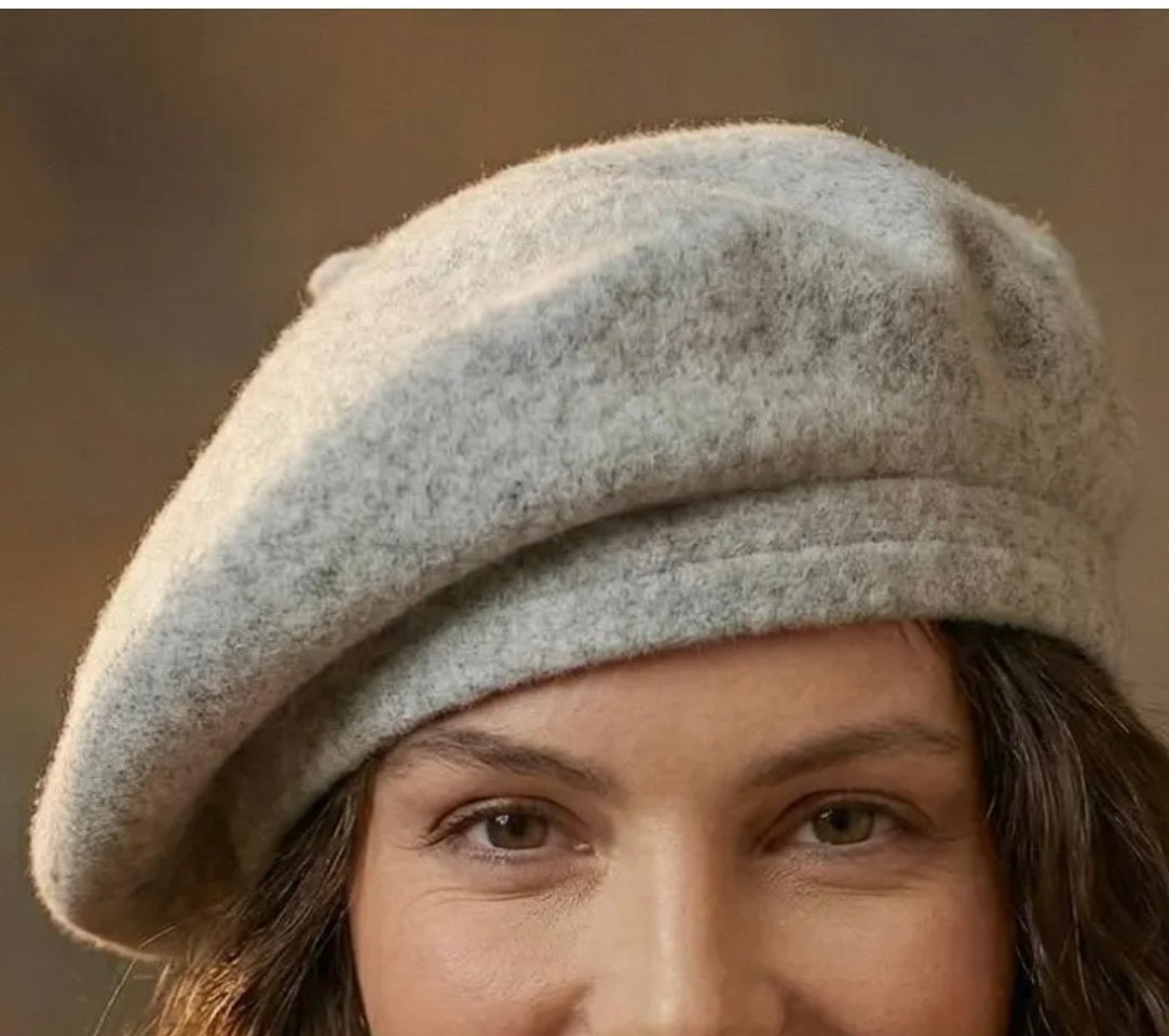 Grijze wollen Franse baret voor man/vrouw, Ophalen of Verzenden, Zo goed als nieuw, One size fits all, Hoed