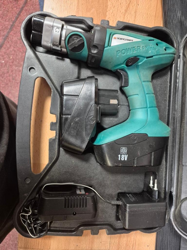 Topcraft Power Drill 18V met Accu en Lader, Doe-het-zelf en Verbouw, Ophalen of Verzenden, Gebruikt, Minder dan 400 watt, Boormachine