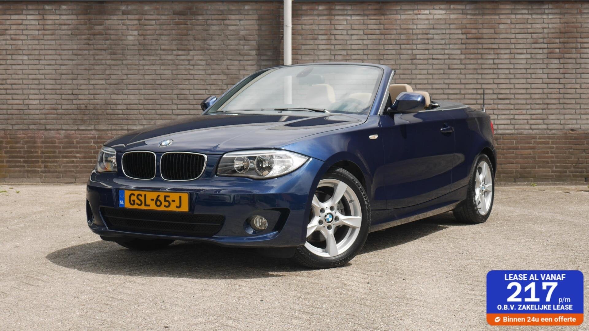 BMW 125i 128i cabrio leder navigatie 17", Euro 5, Achterwielaandrijving, Gebruikt, Beige
