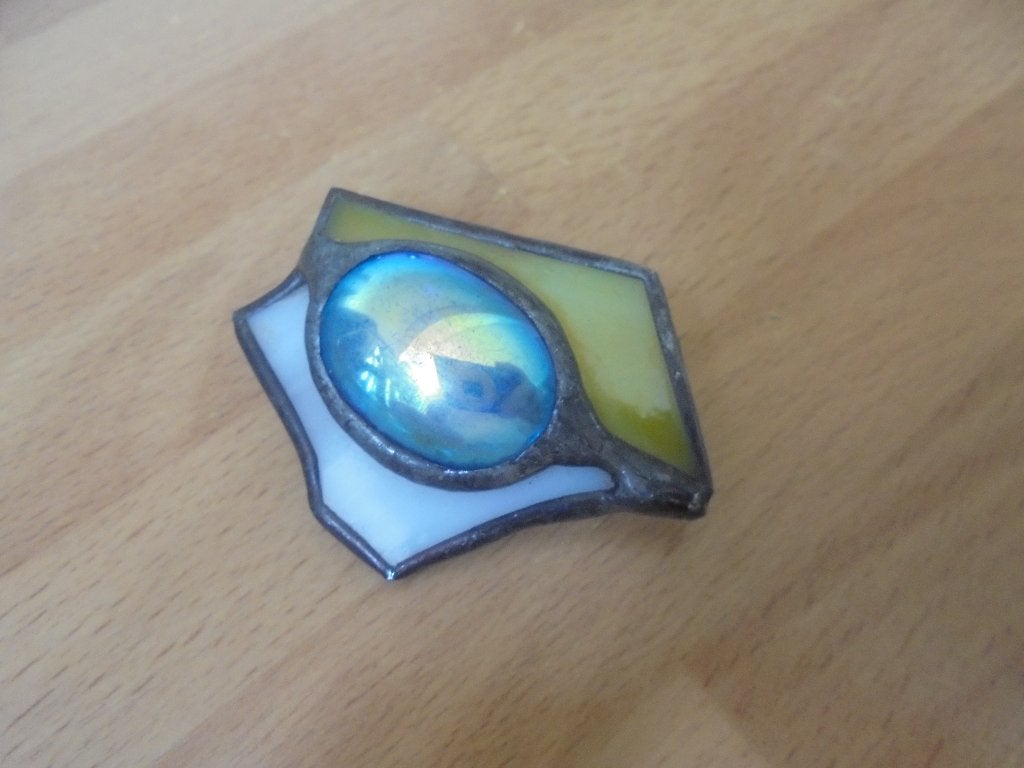 Antieke broche glas in lood, Ophalen of Verzenden