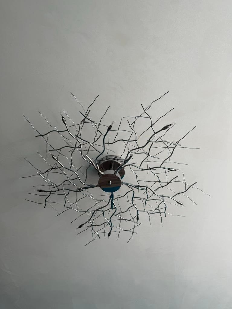 Moderne Plafondlamp 'Boomtak' Design - Chroom, Huis en Inrichting, Ophalen, Zo goed als nieuw, Metaal