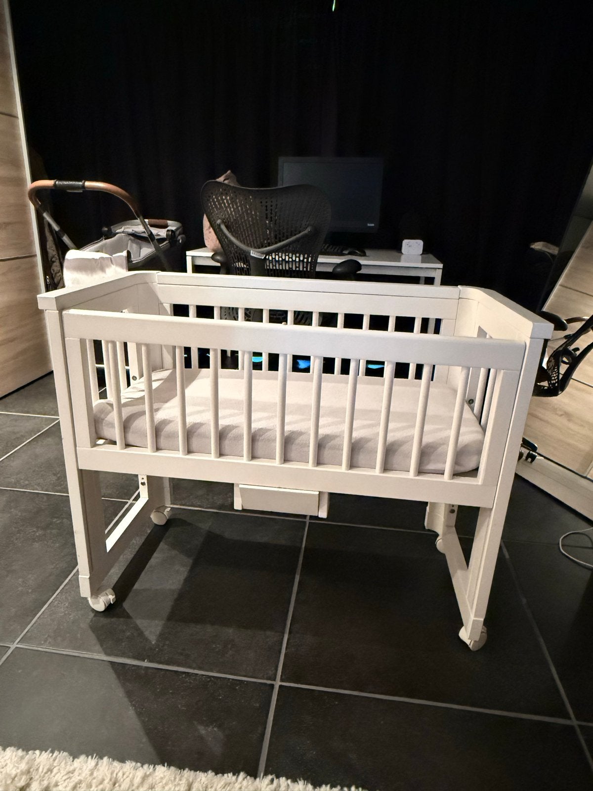 Wiegje (co-sleeper) met wieltjes en matrasje, Ophalen of Verzenden, Gebruikt, Wieg
