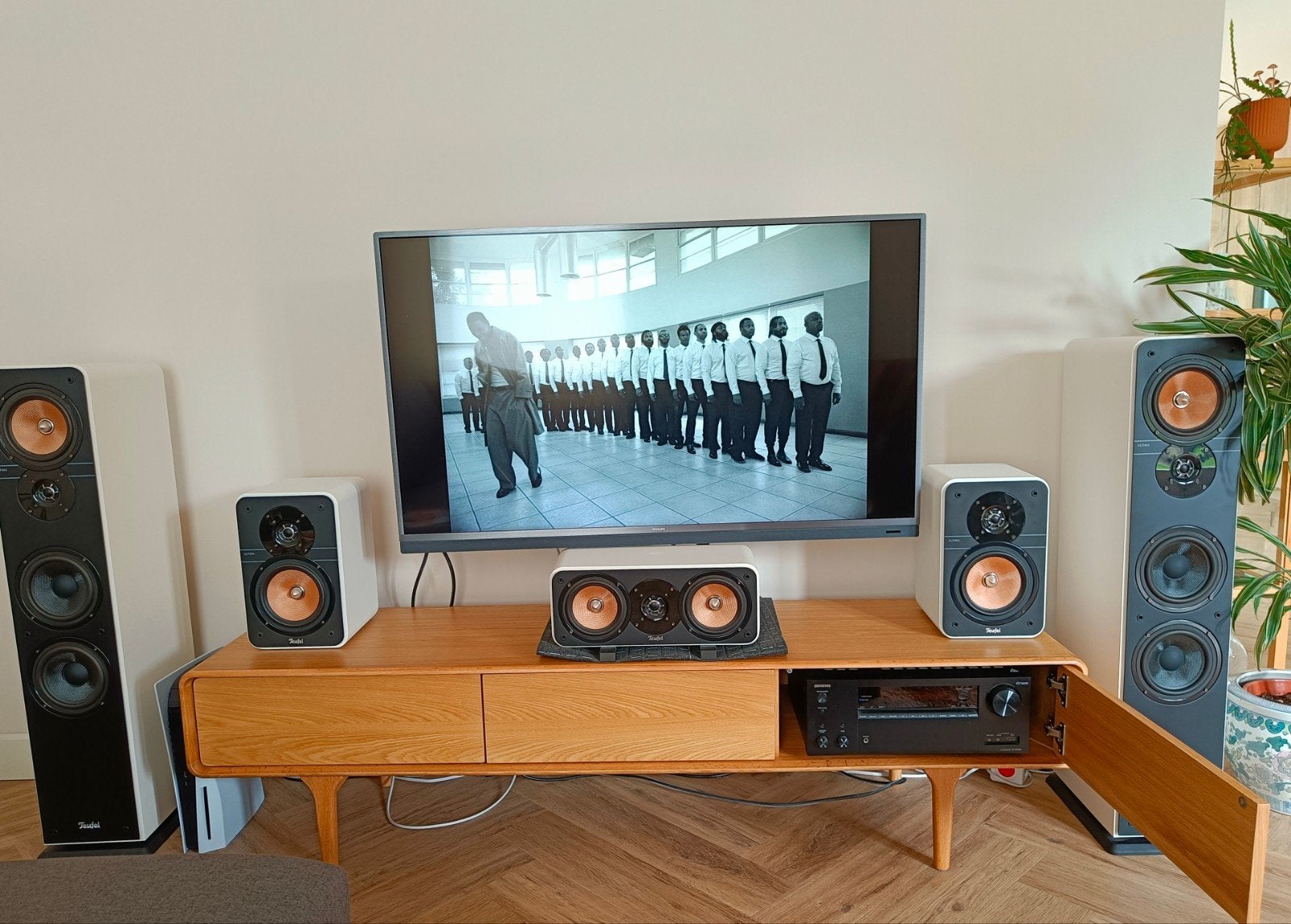 Teufel Ultima 40 Surround 5.1-Set + Onkyo TX-NR686 receiver, Ophalen, Zo goed als nieuw, Overige merken