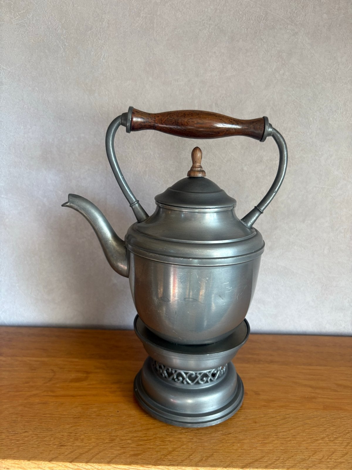 Tinnen theeketel met rechaud, Ophalen of Verzenden