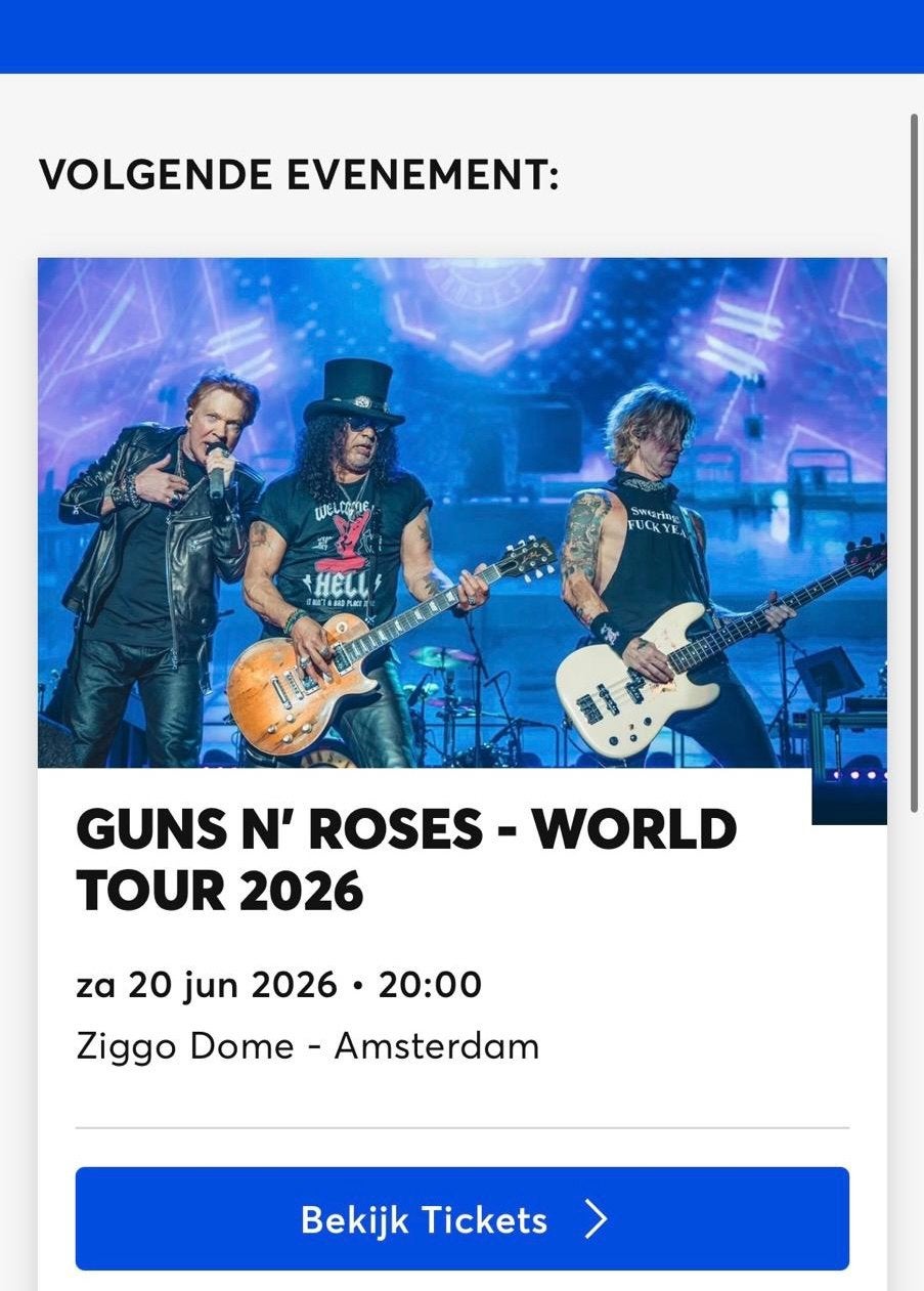 2 zitplaatsen Guns ‘N Roses 20 juni, Tickets en Kaartjes, Concerten | Rock en Metal, Twee personen, Juni, Hard Rock of Metal