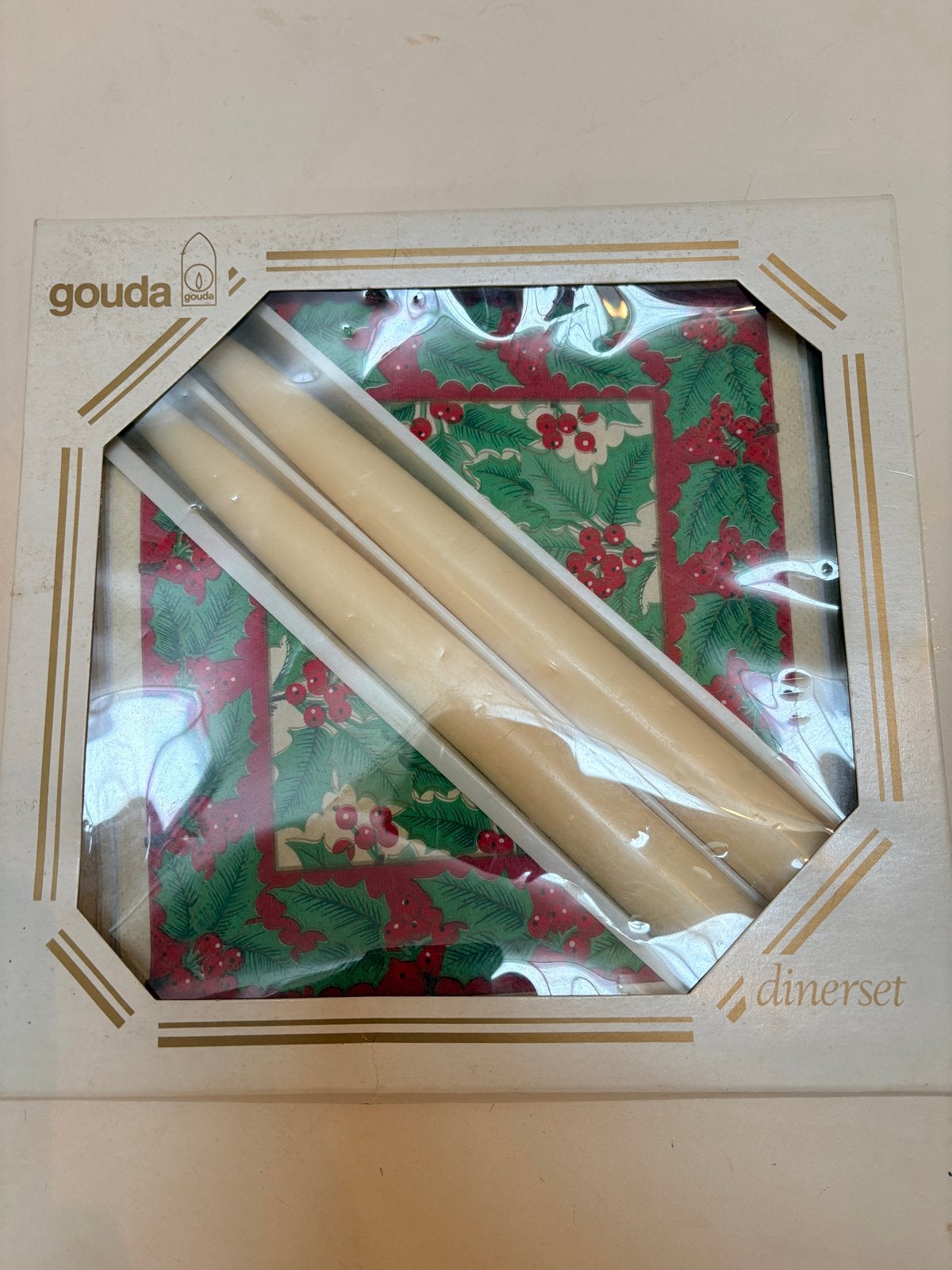 Vintage Gouda Dinerset: Kaarsen & Servetten, Ophalen of Verzenden, Zo goed als nieuw