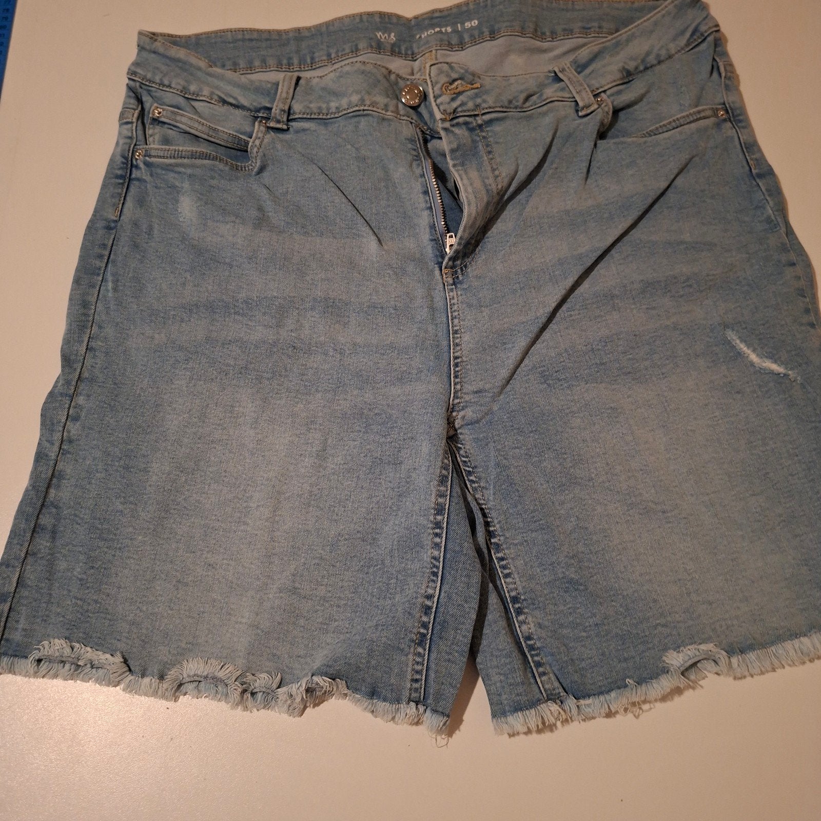 MS Mode denim shorts maat 50, Kort, Blauw, Maat 46/48 (XL) of groter, Ophalen of Verzenden