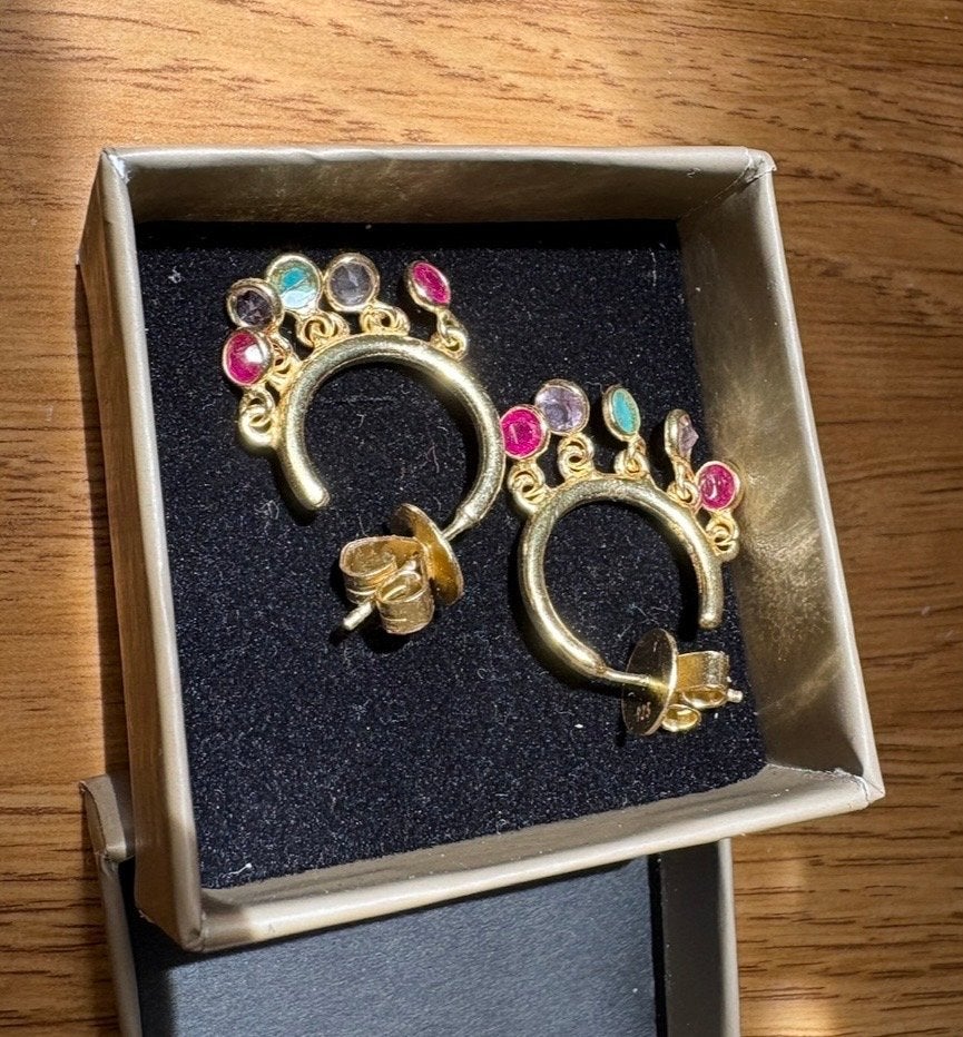Nieuwe Salvatore Plata vergulde oorbellen met jade, Overige materialen, Hangers, Nieuw, Ophalen of Verzenden