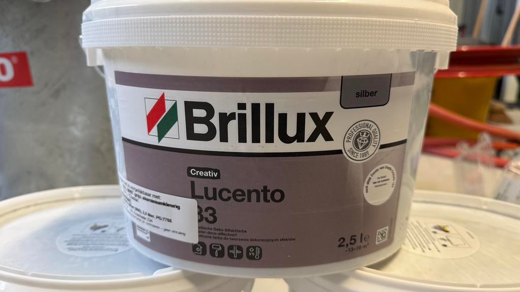 Brillux muurverf RAL 9007 grijs aluminiumkleuring, metallic, 5 tot 10 liter, Ophalen of Verzenden, Grijs, Verf