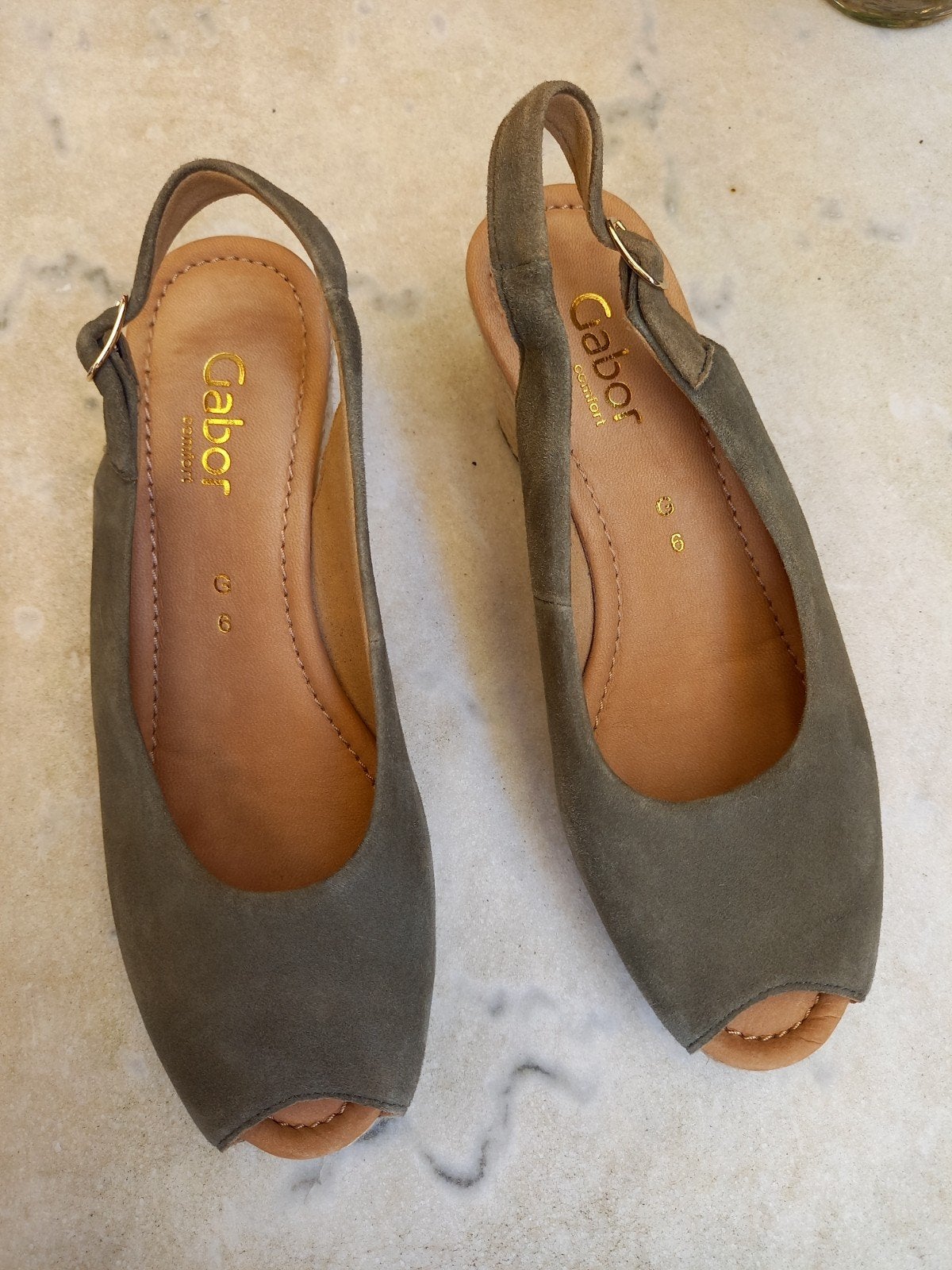GABOR  SLEEHAK SANDALEN MAAT 39 G., Zo goed als nieuw, GABOR., Groen, Sandalen of Muiltjes