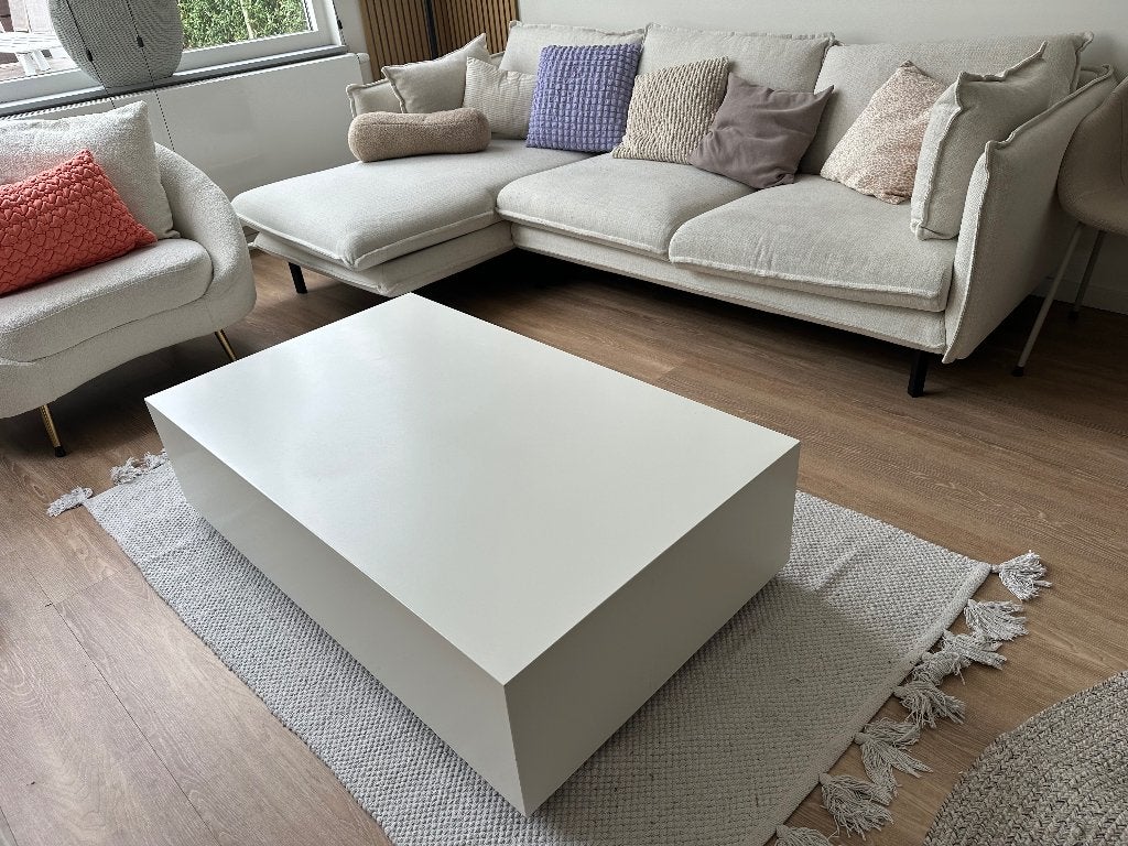 Bloktafel salontafel bijzettafel wit, Huis en Inrichting, Tafels | Salontafels, Ophalen, Overige materialen, 100 tot 150 cm, 50 tot 100 cm