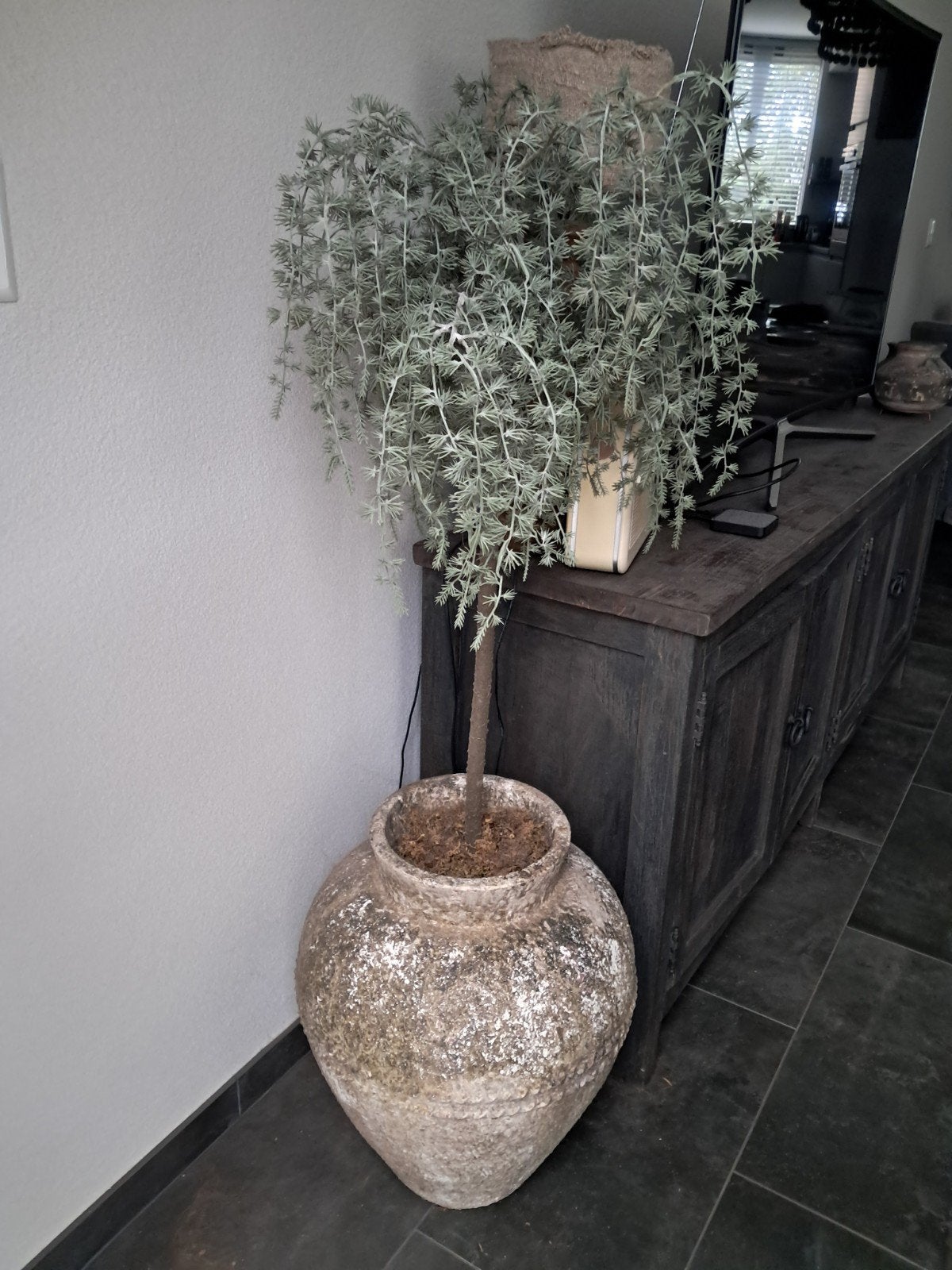 Prachtige grote kruik met boom erin tekoop., Huis en Inrichting, Ophalen, Zo goed als nieuw