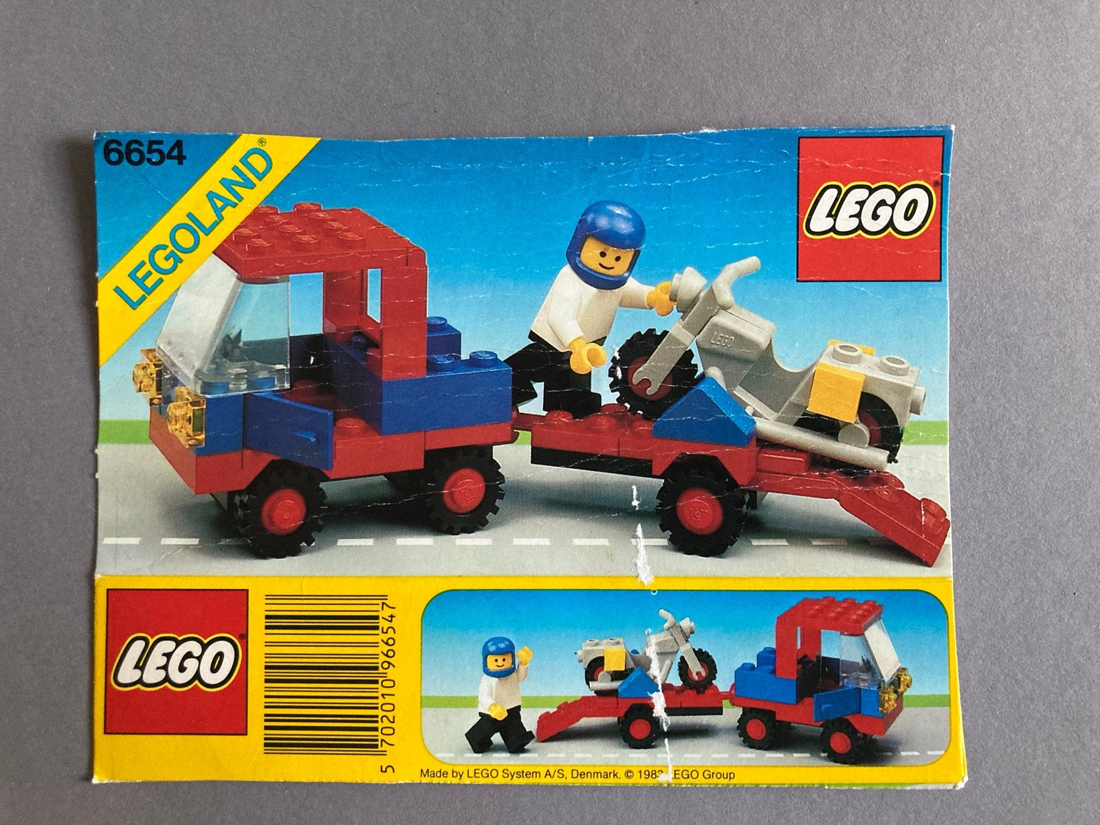 Lego 6654 Pick-up met aanhanger, motor en minifiguur, Gebruikt, Lego, Ophalen of Verzenden, Compleet