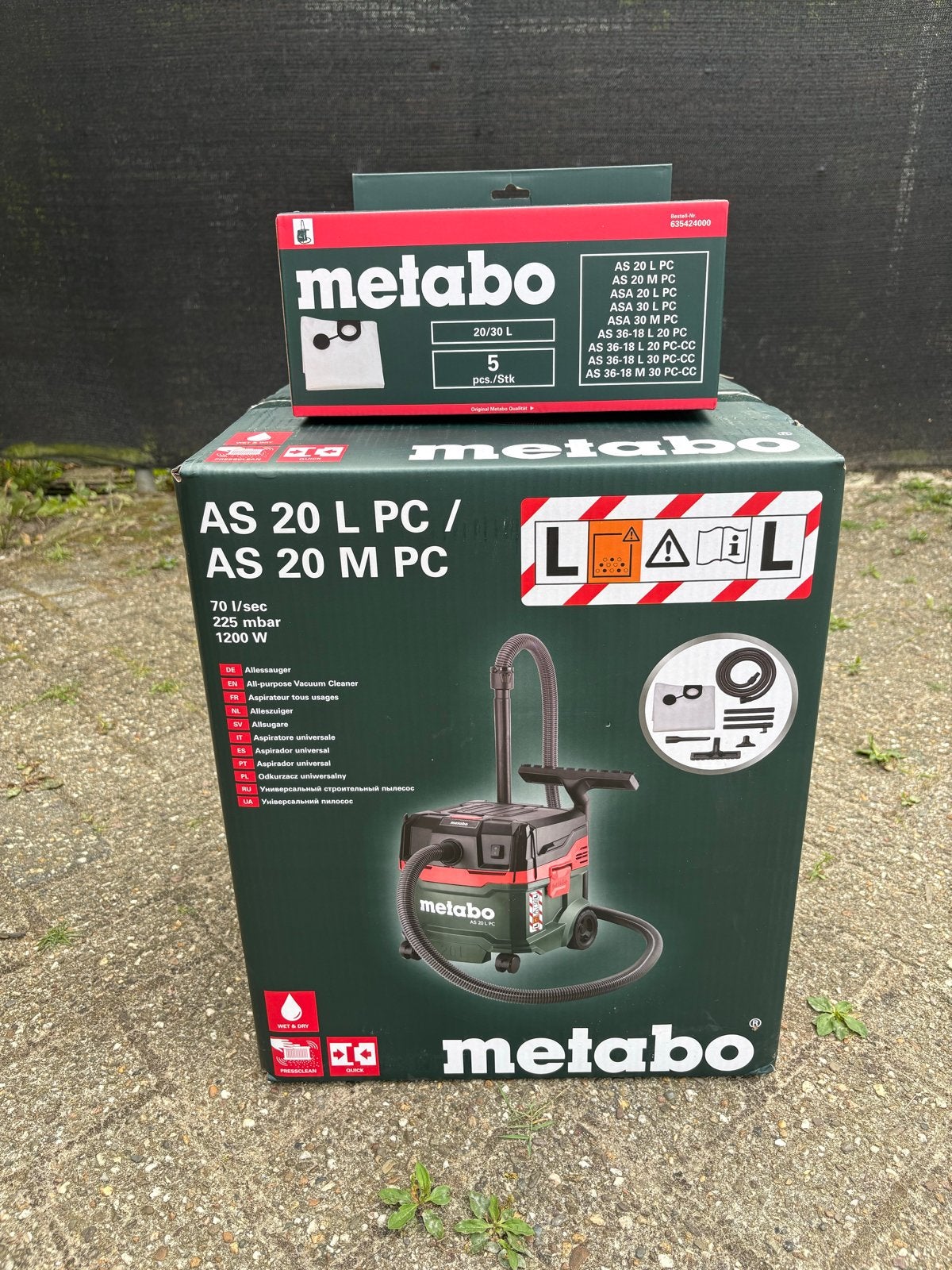 Nieuwe Metabo AS 20 L PC / AS 20 M PC alleszuiger + stofzakk, Ophalen of Verzenden, Nieuw