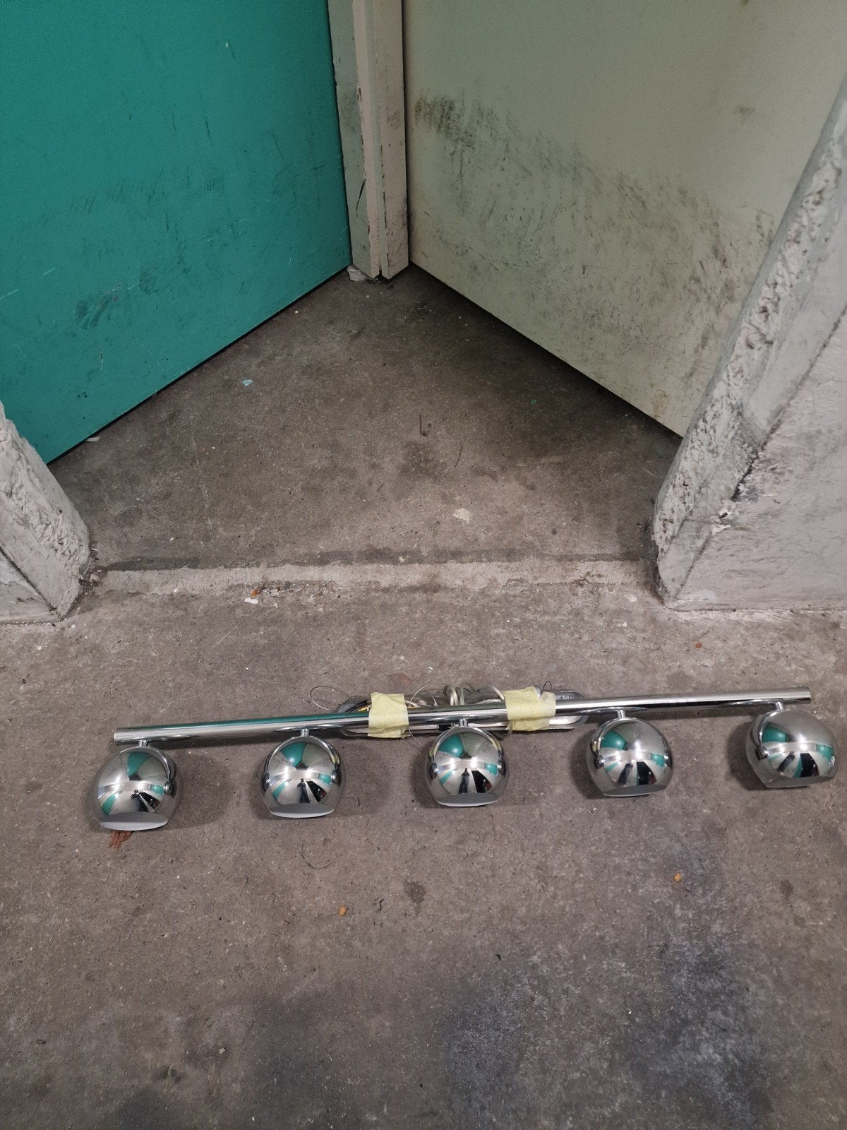 Hanglamp Quint - Chroom met 5 bollen, Huis en Inrichting, Ophalen, Zo goed als nieuw, Metaal, Modern