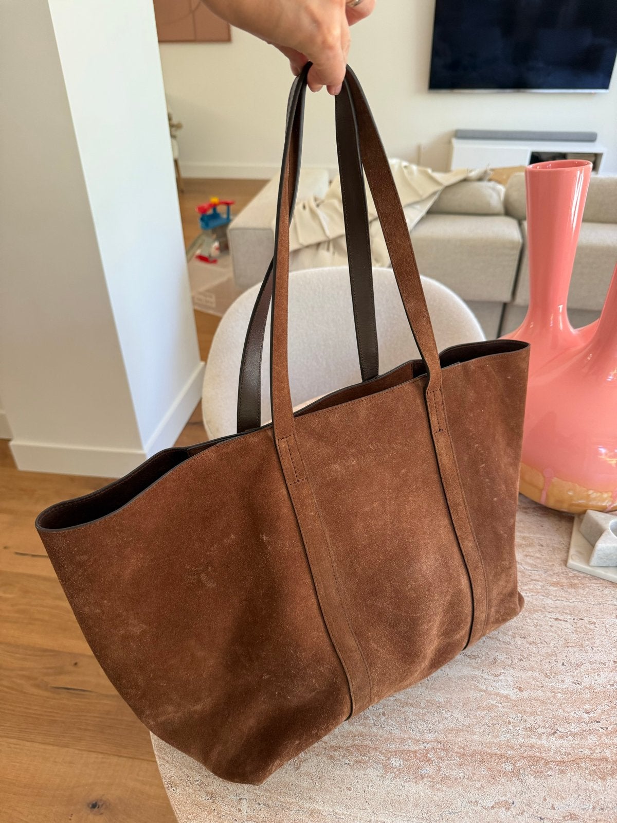Sézane Gabin Suède Leren Tas - Chocolade - nieuwprijs € 340, Verzenden, Gebruikt, Bruin, Shopper