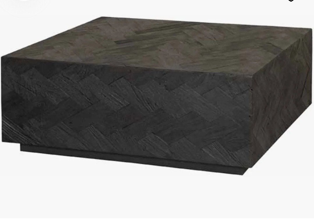 Salontafel blok met visgraatpatroon, Gebruikt, Modern, Industrieel, Overige houtsoorten, 50 tot 100 cm